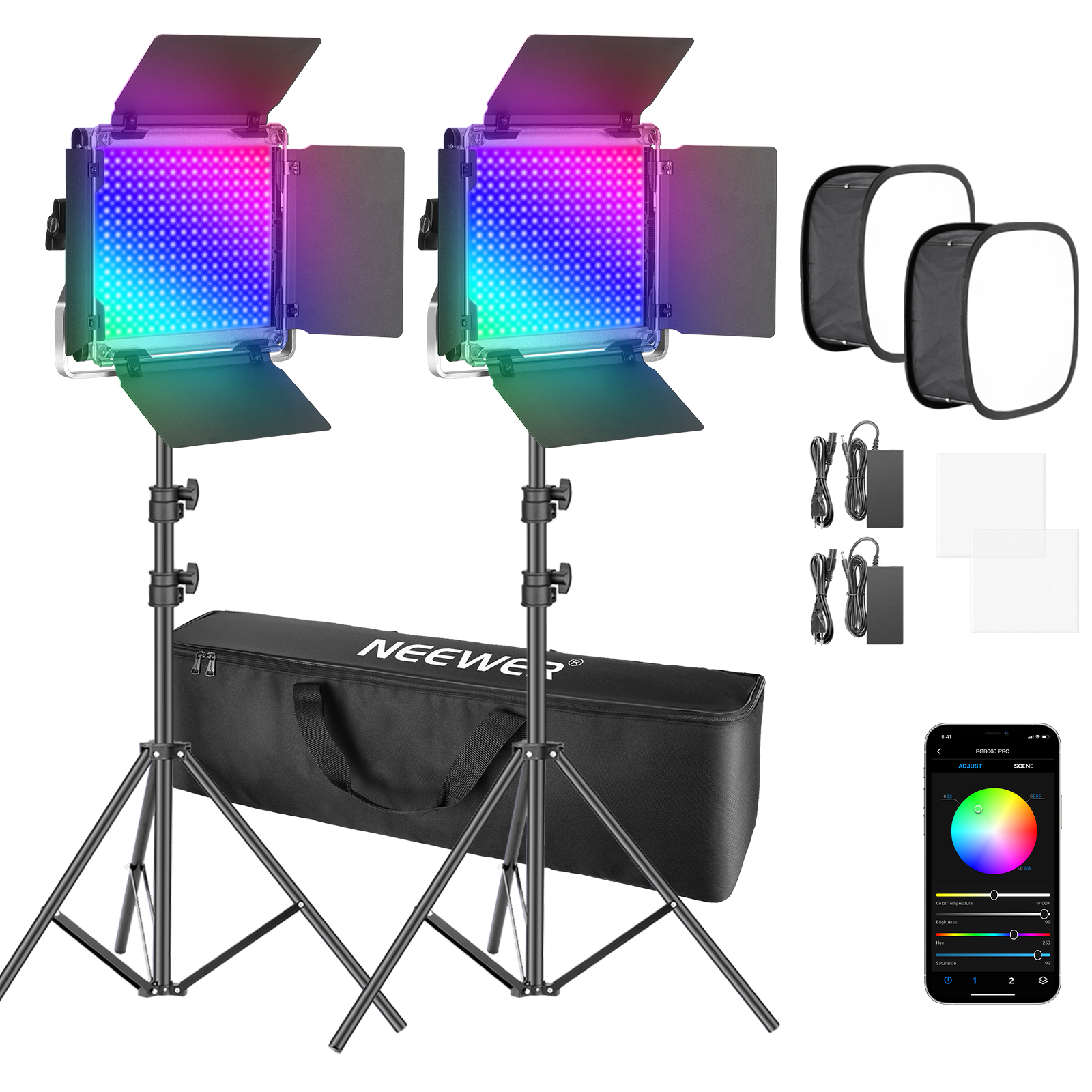 Photography Lighting Kit Neewer - Neewer 2 Packs 530/660 Pro Led