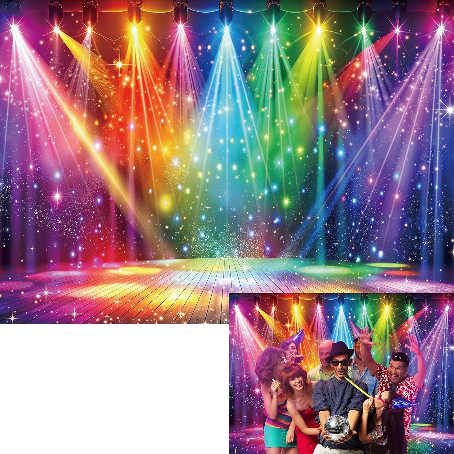 Photography Lighting Backdrop - Disco Backdrop 7x5FT Colorful Stage Music