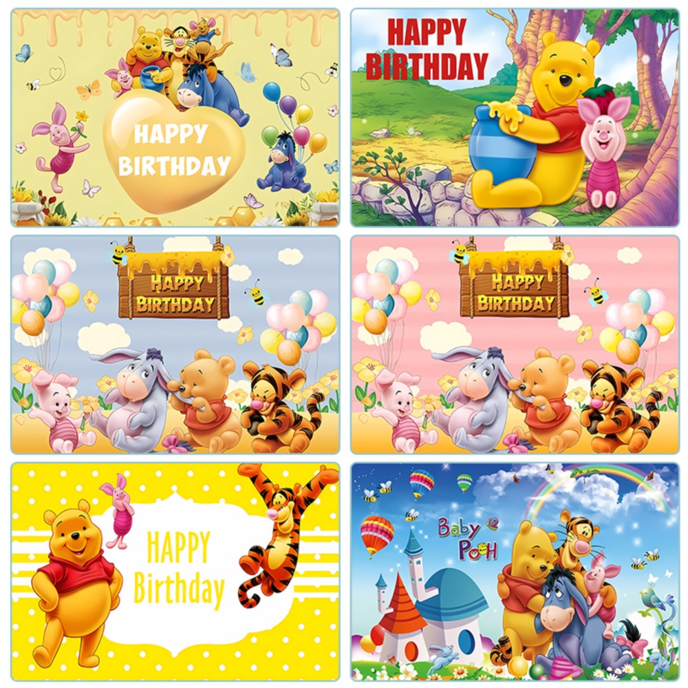 Photography Lighting Backdrop - Bear Winnie The Pooh Birthday Party