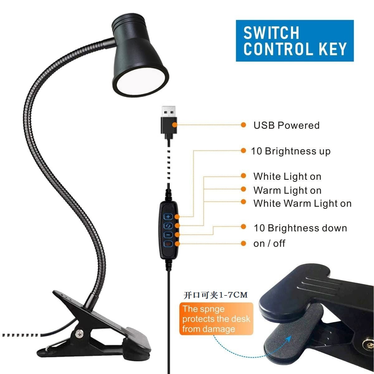 LED clip desk lamp eye protect - Photography Lighting Learning ulasan dan harga