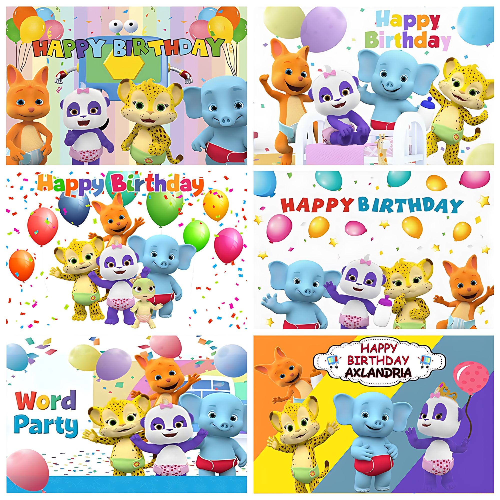 Cartoon Word Party Theme Backg - Photography Lighting Backdrop ulasan dan harga