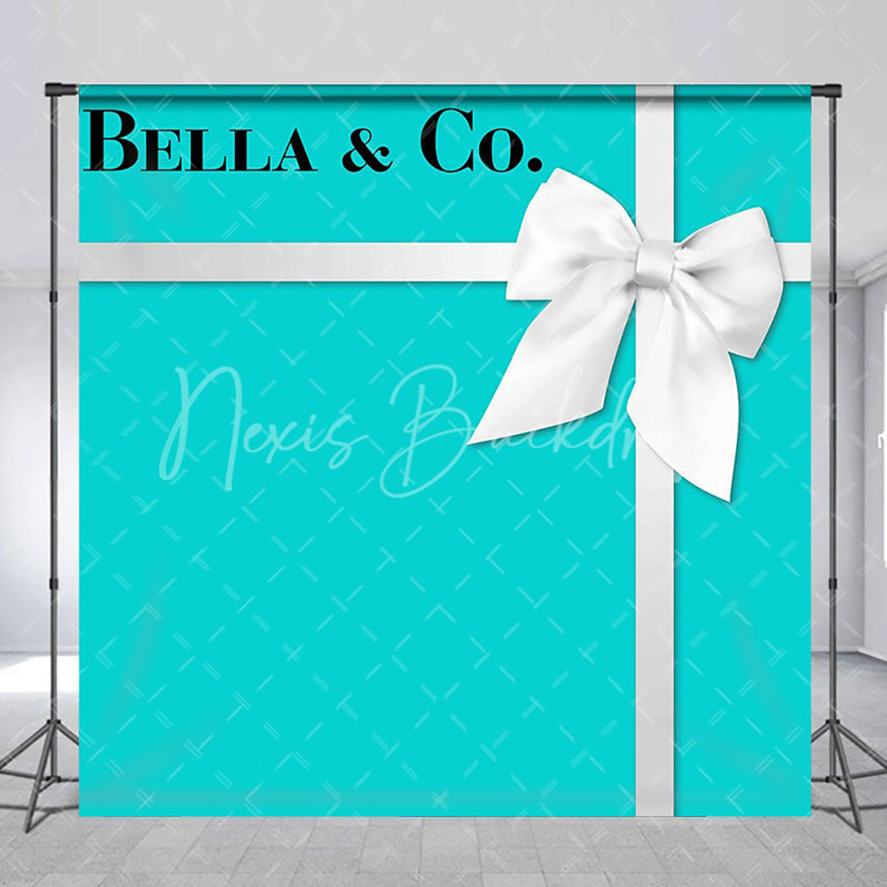 Custom Name Bow Turquoise Blue - Photography Lighting Backdrop ulasan dan harga