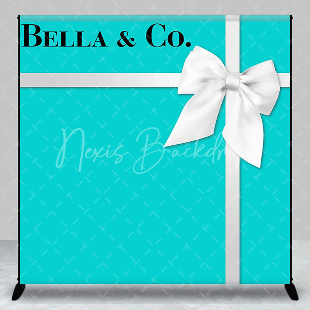 Custom Name Bow Turquoise Blue - Photography Lighting Backdrop ulasan dan harga