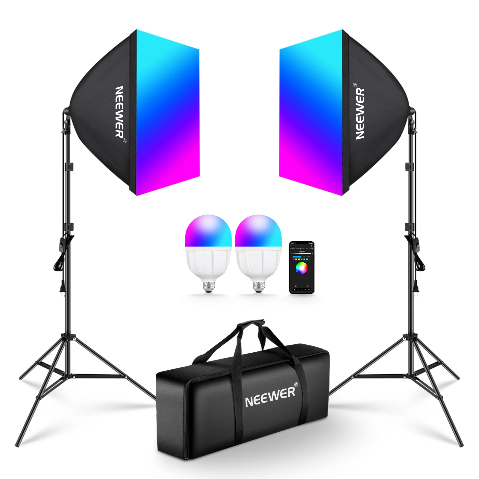 NEEWER RGB Softbox Lighting Ki - Photography Lighting Kit Neewer ulasan dan harga