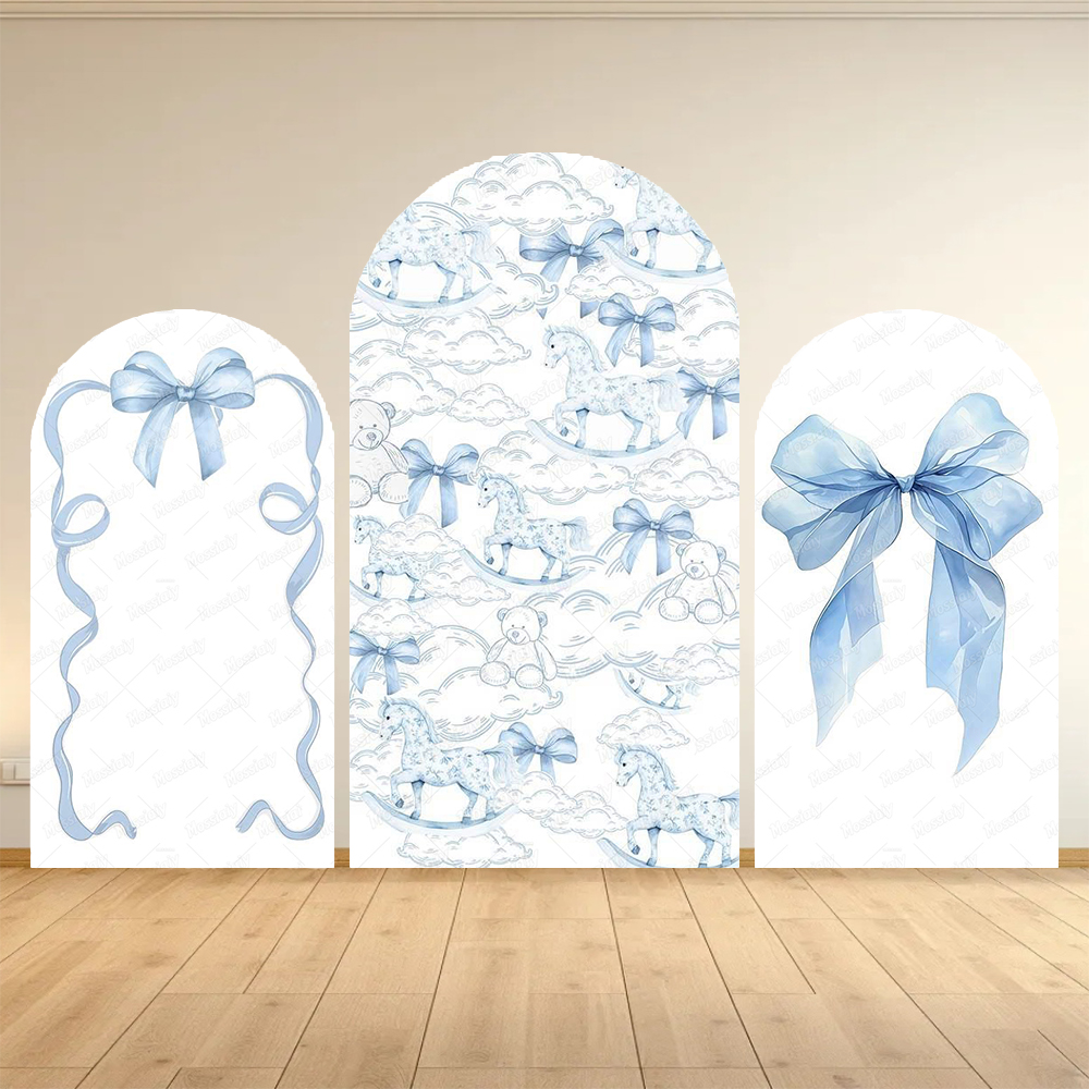 Blue Floral Bow Arch Backdrop  - Photography Lighting Backdrop ulasan dan harga