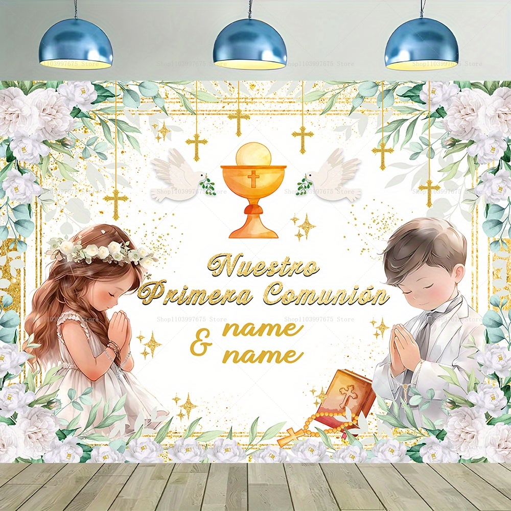 Custom Boy Girl First Holy Com - Photography Lighting Backdrop ulasan dan harga