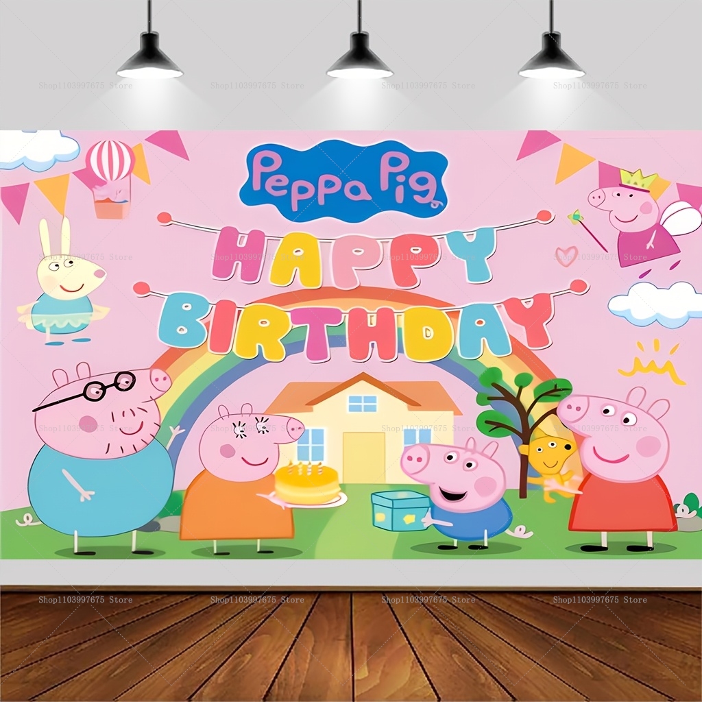 Custom Name Cartoon Peppa Pig  - Photography Lighting Backdrop ulasan dan harga