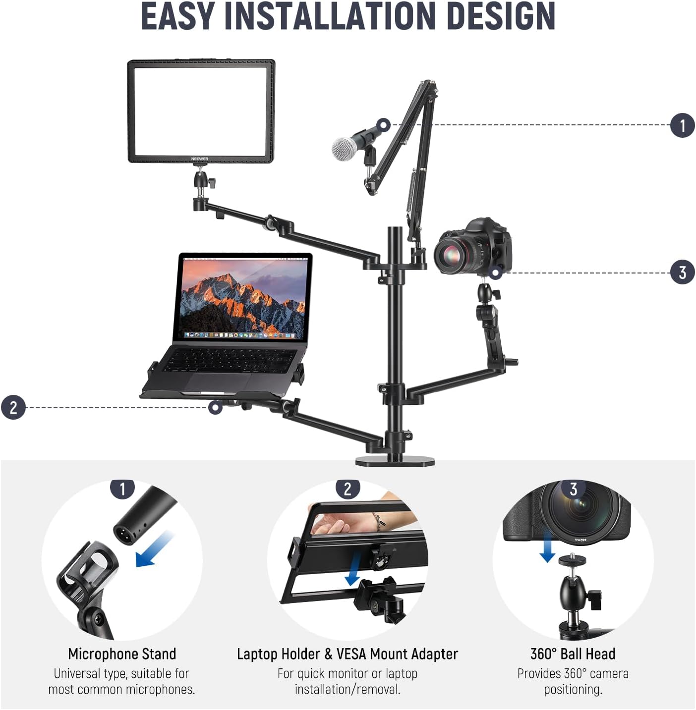 Overhead Camera Stand Desk Mou - Photography Lighting Rig ulasan dan harga
