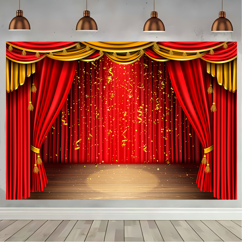 Red Theater Curtain Party Back - Photography Lighting Backdrop ulasan dan harga