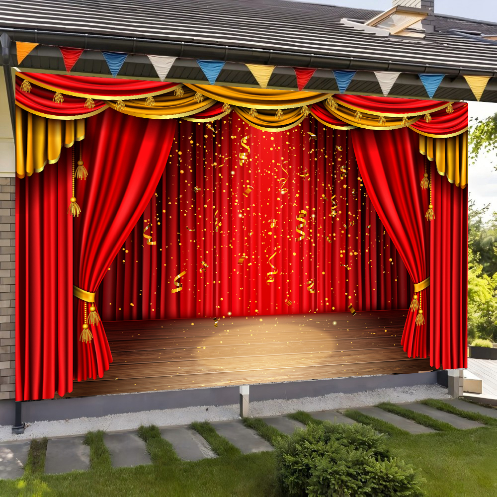 Red Theater Curtain Party Back - Photography Lighting Backdrop ulasan dan harga