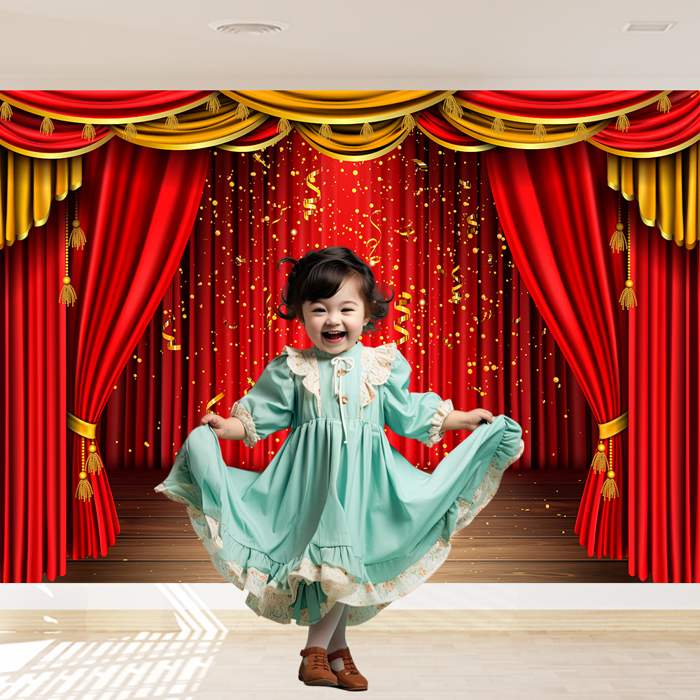 Red Theater Curtain Party Back - Photography Lighting Backdrop ulasan dan harga