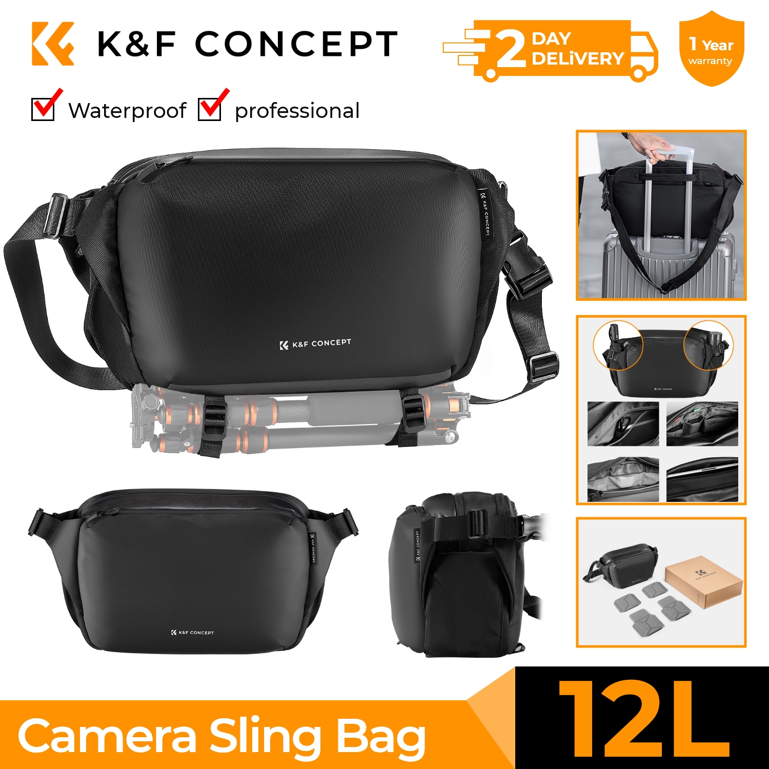 K&F CONCEPT 12L/10L Camera Sli - Photography Lighting Bag ulasan dan harga
