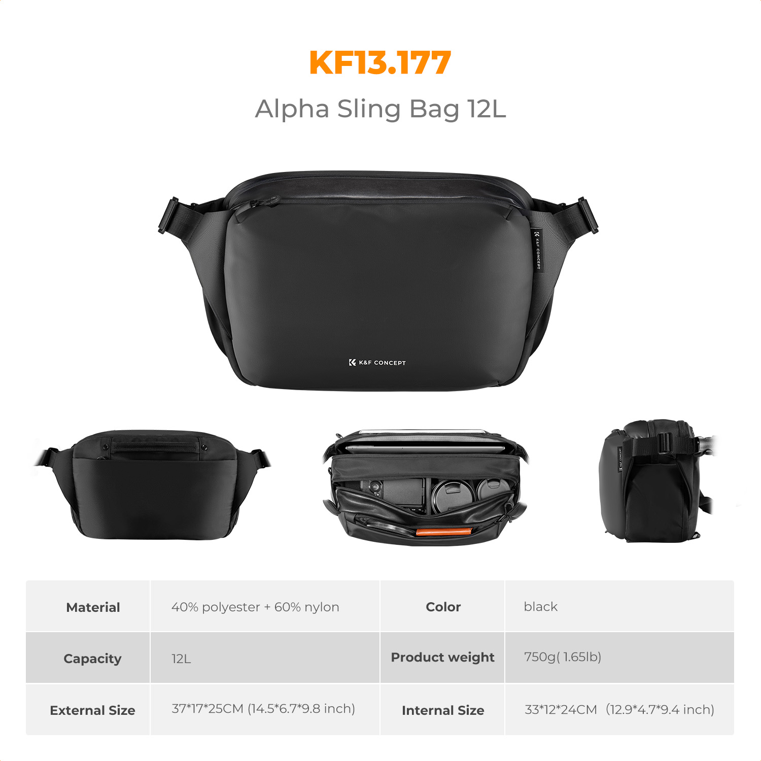 K&F CONCEPT 12L/10L Camera Sli - Photography Lighting Bag ulasan dan harga