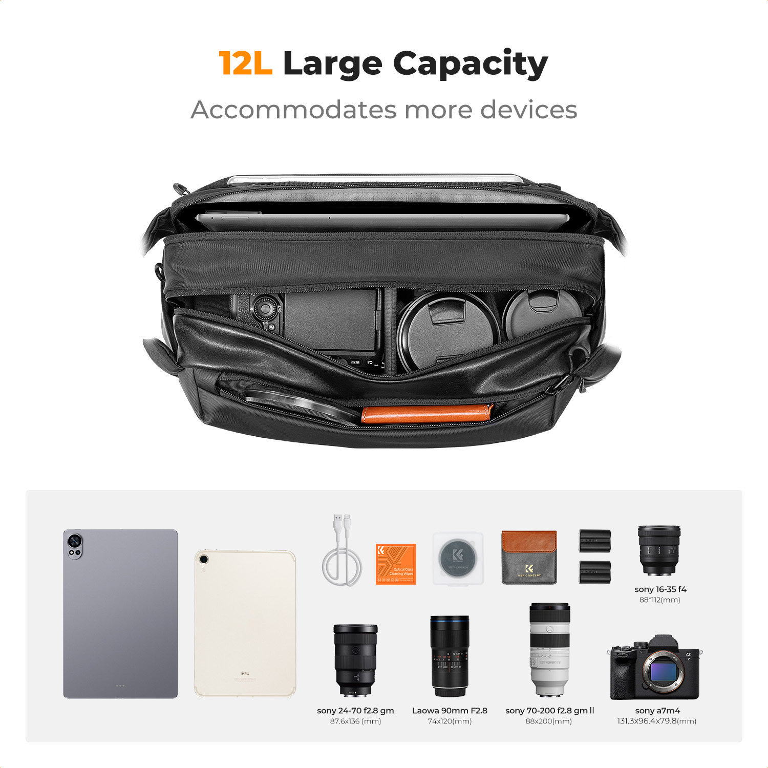 K&F CONCEPT 12L/10L Camera Sli - Photography Lighting Bag ulasan dan harga