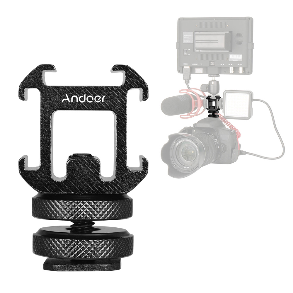 Andoer 3 Cold Shoe Mount Adapt - Photography Lighting Description ulasan dan harga