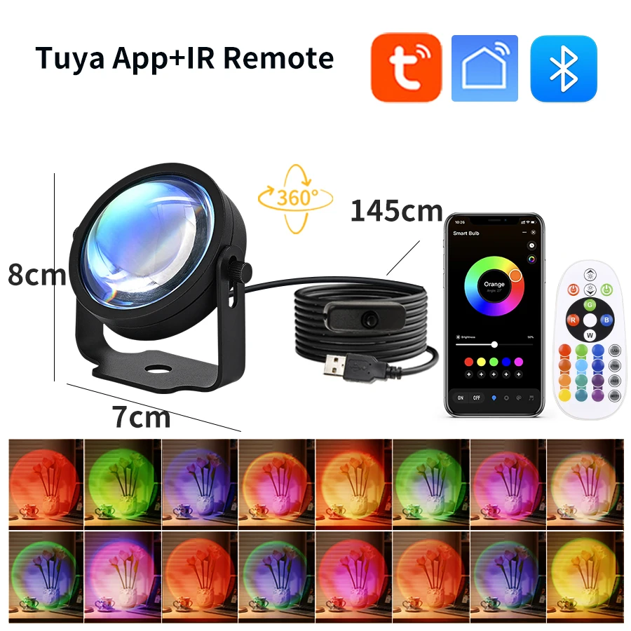 Smart Sunset Lamp Tuya USB Sun - Photography Lighting Setup ulasan dan harga