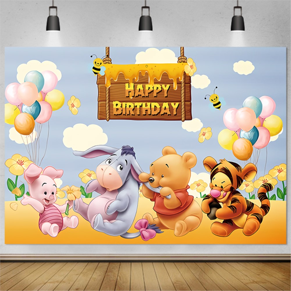 Bear Winnie The Pooh Birthday  - Photography Lighting Backdrop ulasan dan harga
