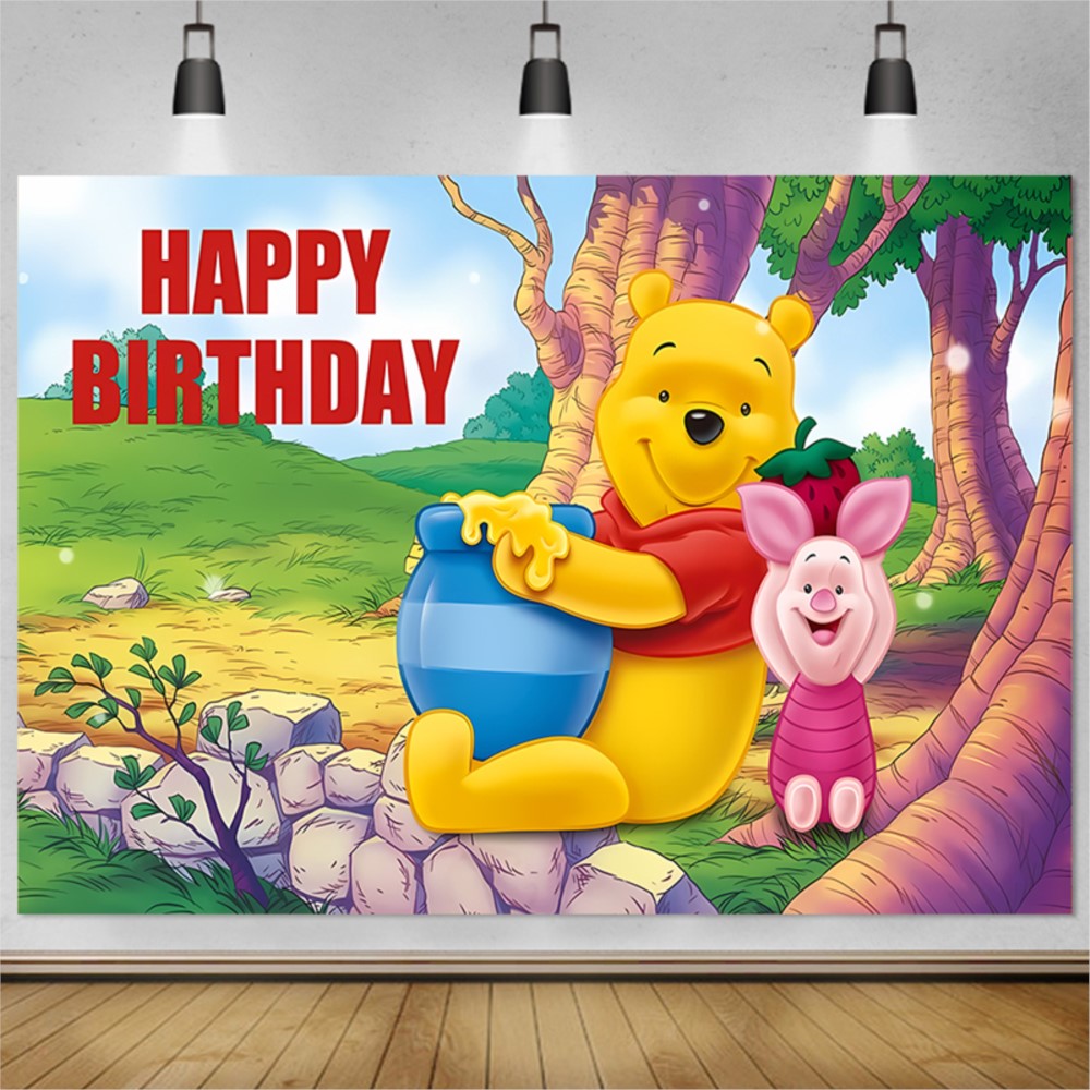 Bear Winnie The Pooh Birthday  - Photography Lighting Backdrop ulasan dan harga